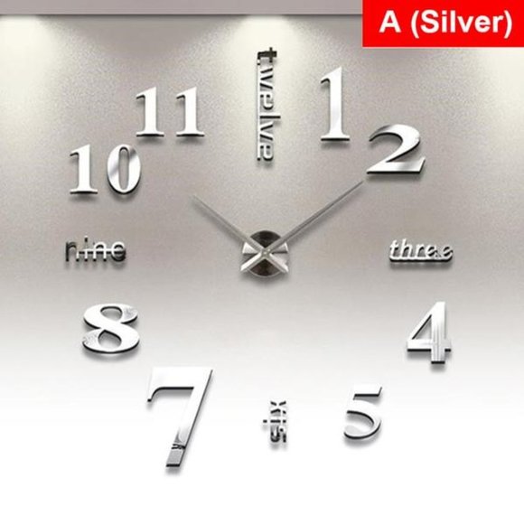 3D Mirror Roman Numbers Wall Clock - Picture 3 of 9